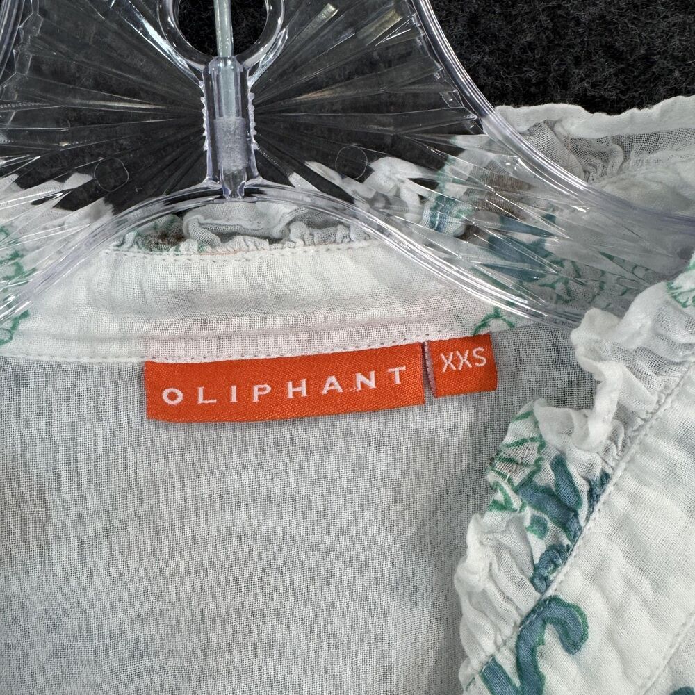 Oliphant Ruffle Collar Dress Women's XXS White Floral Belted Boho Cotton Boho - Picture 3 of 9
